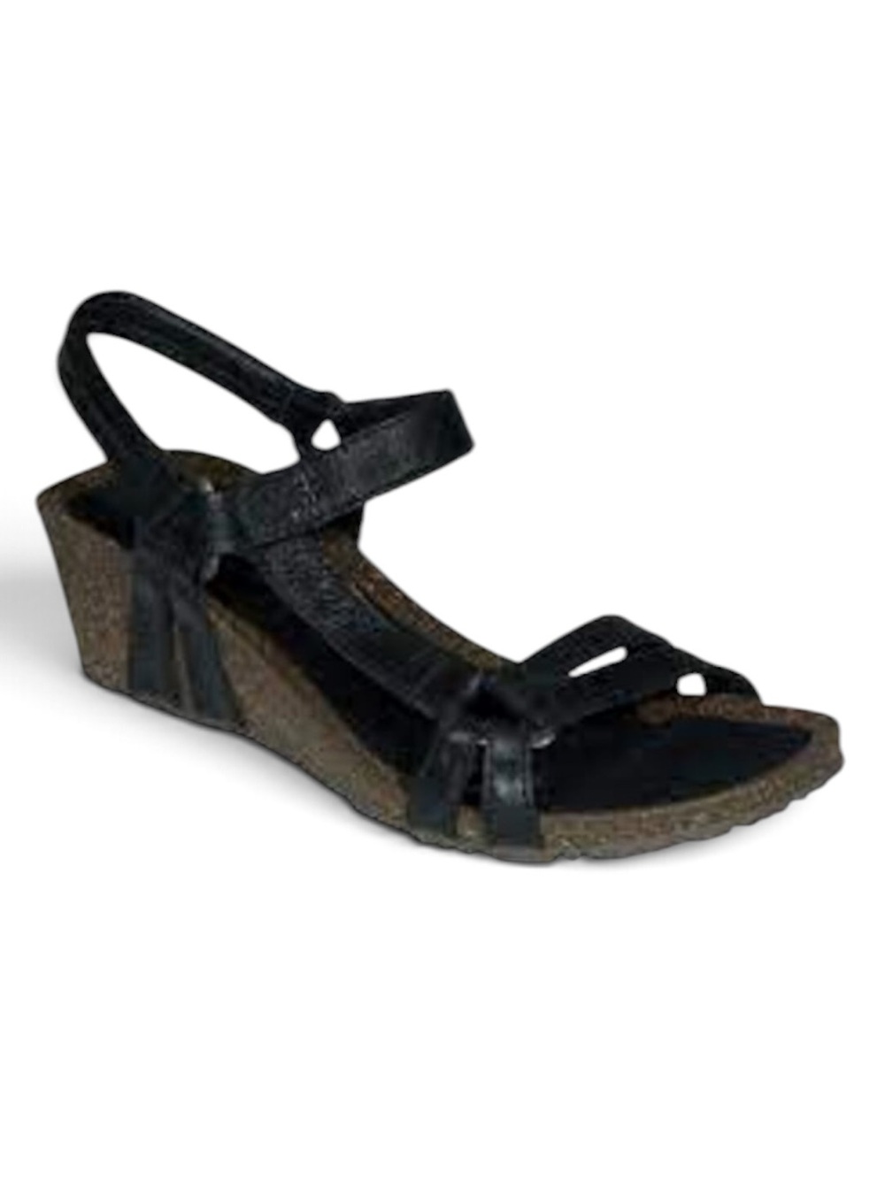 Teva Ventura Black Leather Cork 2 Wedge Sandal